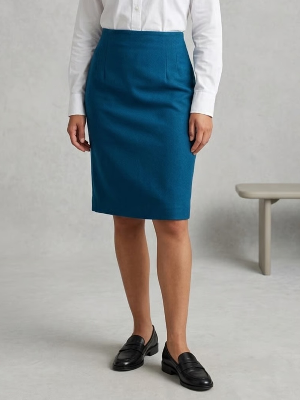 RENA ROWAN FOR SEVILLE | Teal Wool High Waisted Pencil Skirt Sz 2P